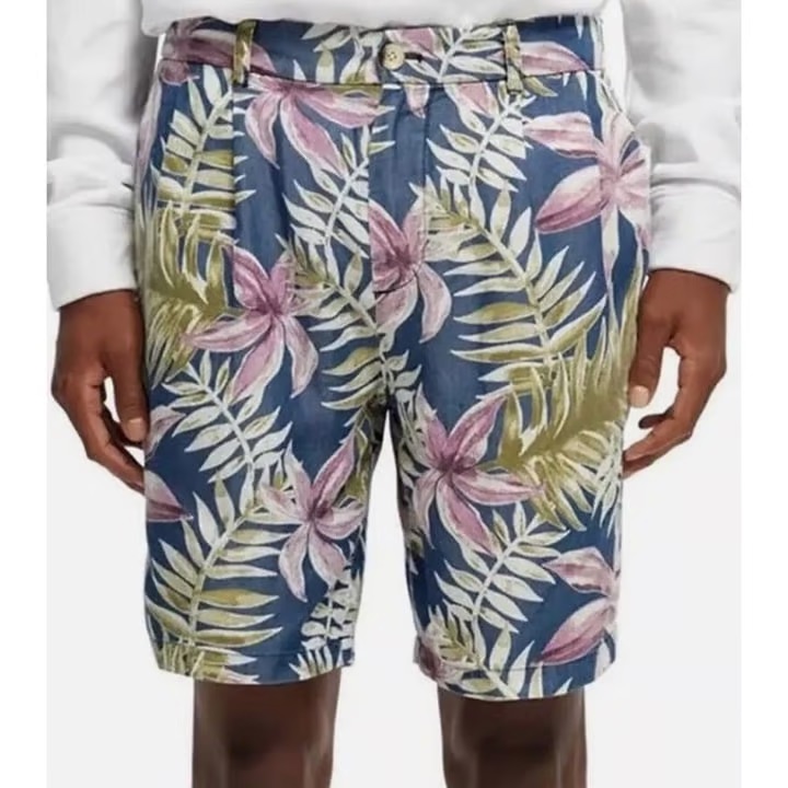 Nwt | Scotch & Soda Amsterdam Twilt Loose Fit Shorts | Tropical Print | Size 32